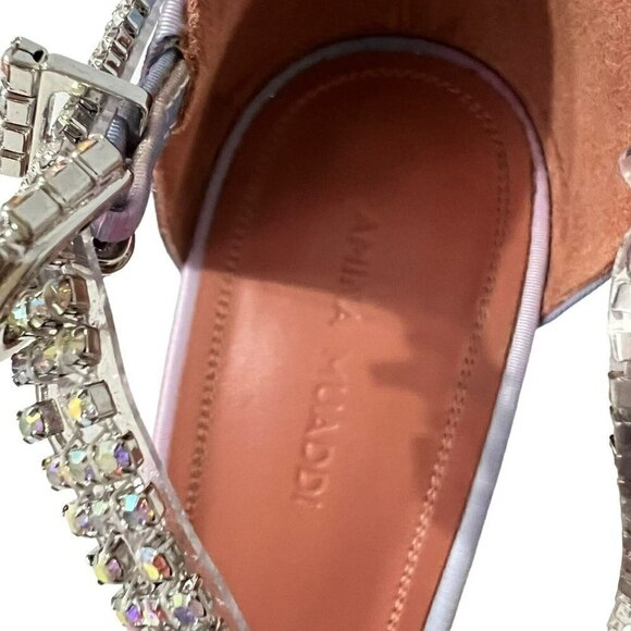 Amina Muaddi Ursina Crystal Embellished Sandal Heels Size 39.5 - Picture 4 of 9